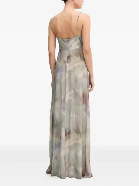Rochie maxi Sandro Ferrone cu imagine cu imprimeu abstract de costum gri