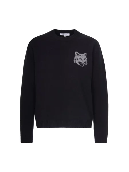 Sweter Maison Kitsune wełniany czarny