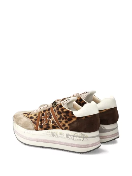 Sneakerși Premiata cu platformă cu imagine cu model leopard maro