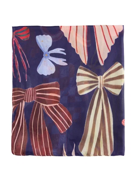 Love & roses Fular crem / bleumarin / deschis galben