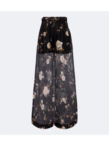 Pantaloni Zimmermann de in cu model floral negru
