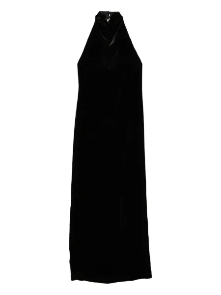 Aksamitna sukienka midi Raquel Diniz do kolan z dekoltem halter czarna