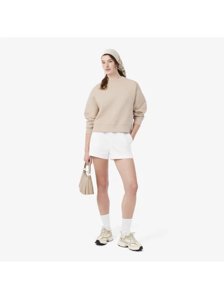 Lacoste Bluza Z Okrągłym Dekoltem Oversize beżowa