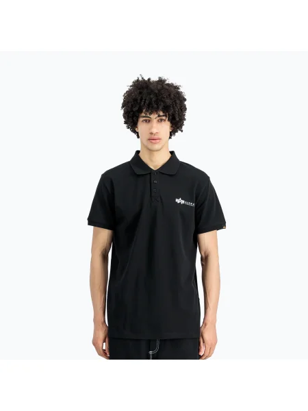 Bărbați Alpha Industries Basic Polo Mic Logo T-shirt negru
