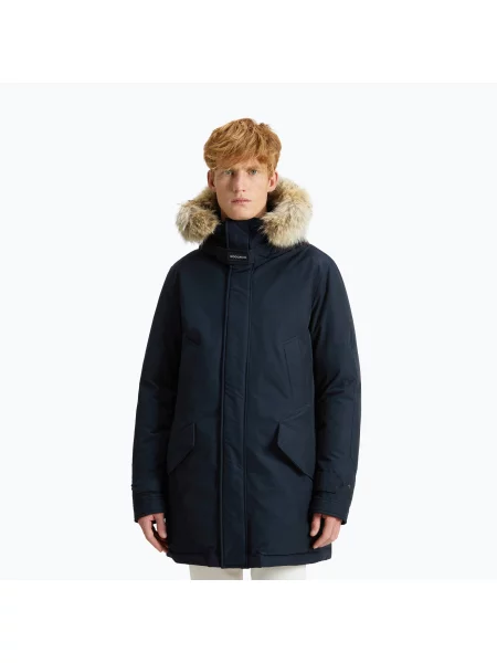 Мъжко яке Woolrich Polar High Collar Fur melton синьо