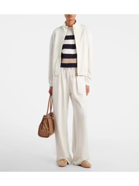 Pantaloni sport Max Mara de mătase alb