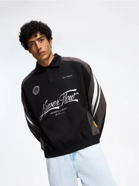 Hanorac sport Reserved cu broderie negru