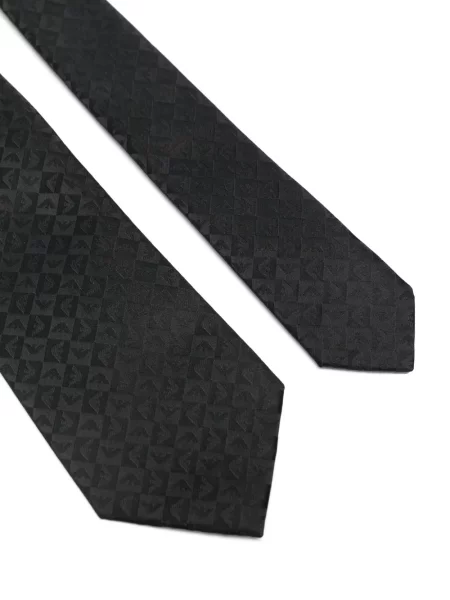 Cravată Emporio Armani din jacard cu autograf negru
