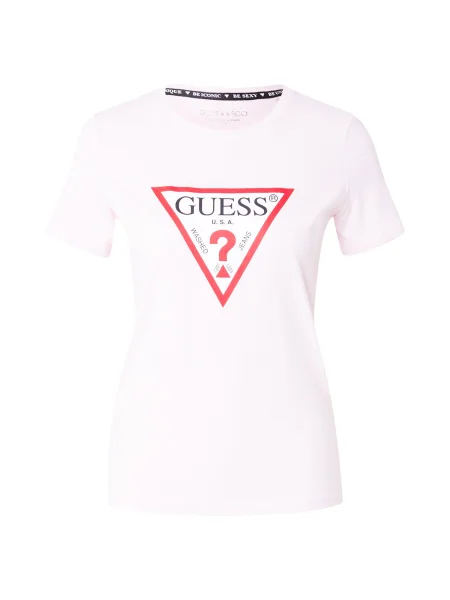 GUESS Majica roza / svijetlo crvena / crna ružičasta