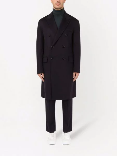 Kašmírový dvouřadý kabát Dolce & Gabbana modrý
