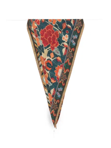 Fular Pierre-louis Mascia cu model floral cu imagine albastru