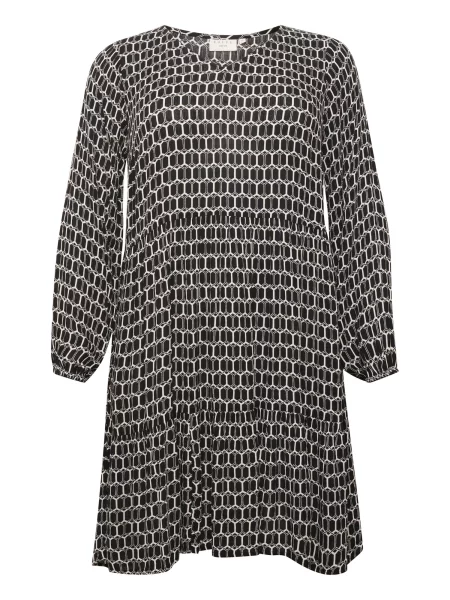 KAFFE CURVE Obleka Calia črna bela