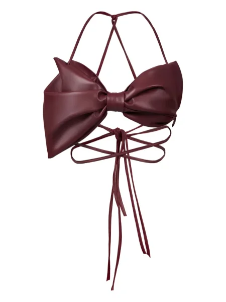 Top Lika z kokardką sznurowany koronkowy czerwony