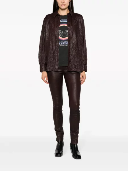 Kožené skinny kalhoty Zadig&voltaire hnědé