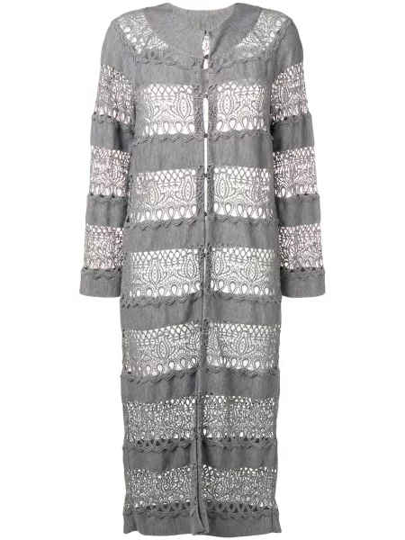 Pletený dlouhá lovná šňůra kardigan Christian Dior Pre-owned šedý