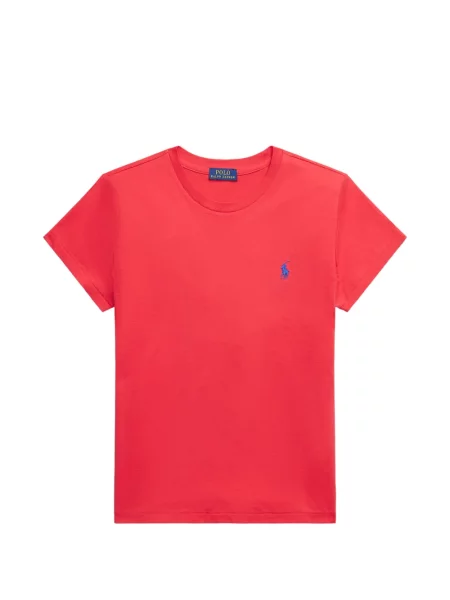 Fleece polo Polo Ralph Lauren με κέντημα με λαιμόκοψη v κόκκινο