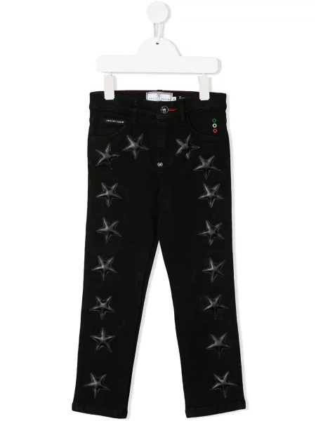 Jeansy straight leg dziecięce Philipp Plein szare