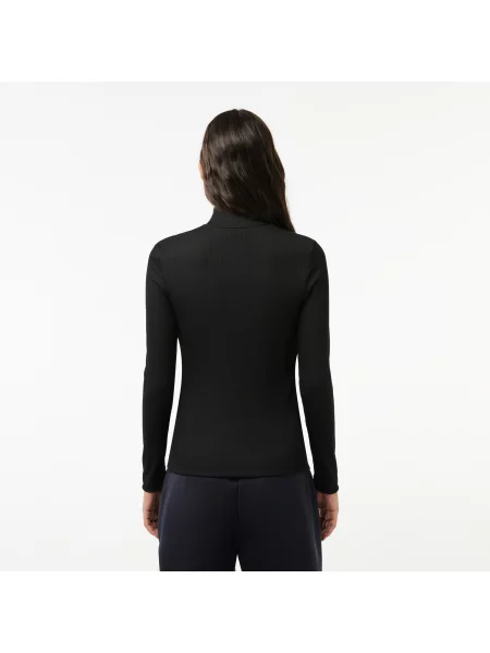 Lacoste Koszulka Polo Z Długim Rękawem I Ściągaczem Z Kołnierzykiem Zapinanym Na czarna