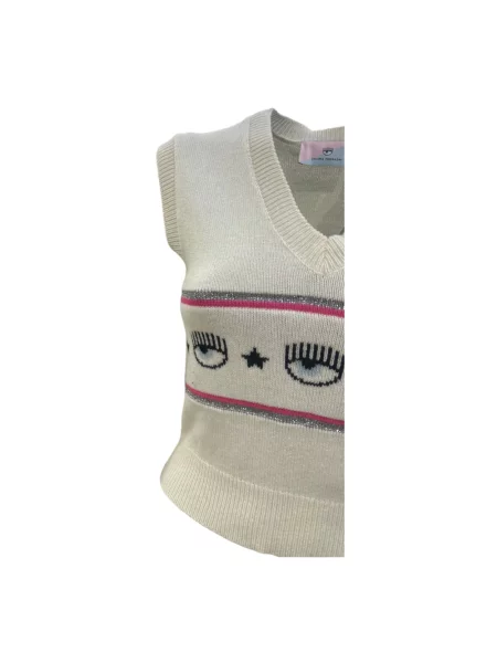 Sweter Chiara Ferragni Collection z dekoltem w serek biały