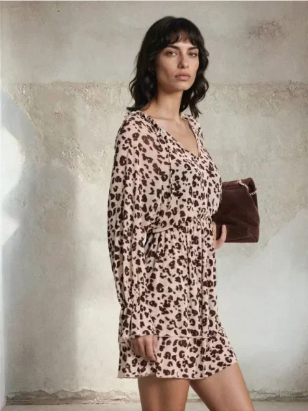 Міні-сукня з леопардовим принтом різнобарвний