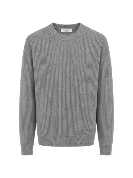 Pulover The Pull cu decolteu rotund gri
