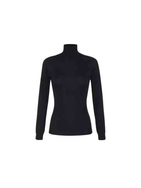 Sweter z golfem Elisabetta Franchi wełniany czarny