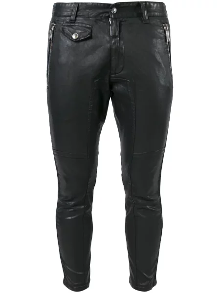 Pantaloni Dsquared2 din piele skinny fit negru