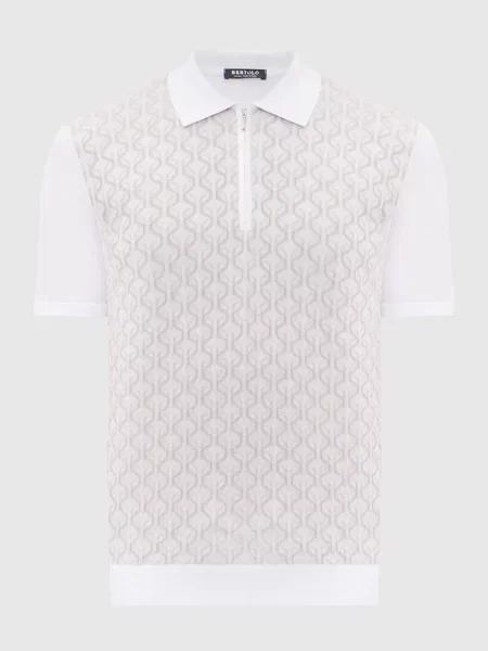 Поло із шовком у візерунок Bertolo Cashmere біле