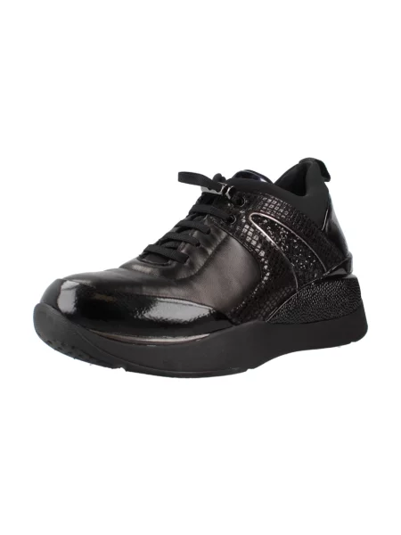 Sneakersy Stonefly skórzane w wężowy wzór czarne