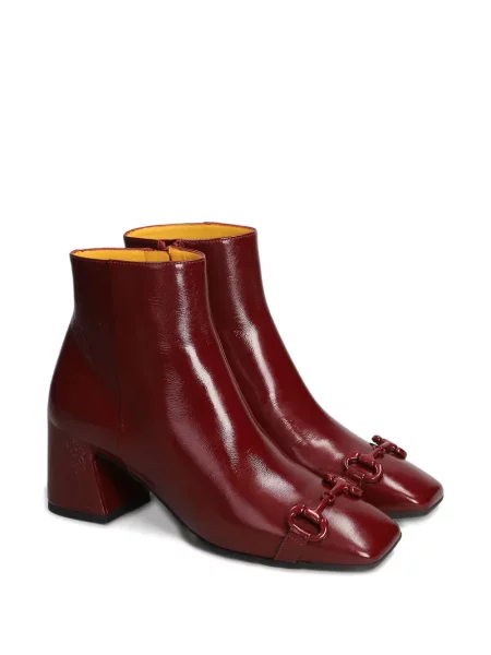 Botine Mara Bini cu vârf pătrat cu cataramă roșu