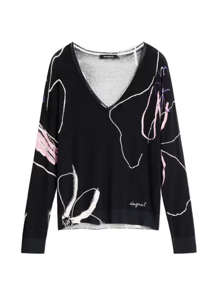 Pulover Desigual cu imagine negru