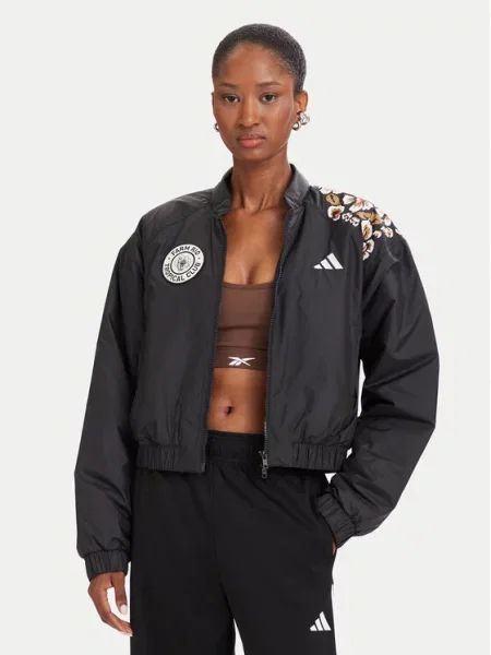 Adidas Μπόμπερ μπουφάν X Farm Rio Μαύρο λευκό