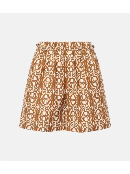 Pantaloni scurți Max Mara cu talie înaltă maro