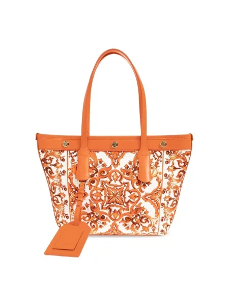 Shopperka Dolce And Gabbana skórzana pomarańczowa