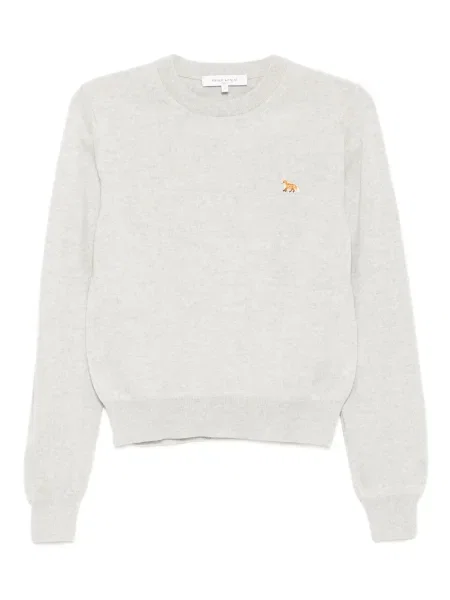 Pulover Maison Kitsune cu broderie gri