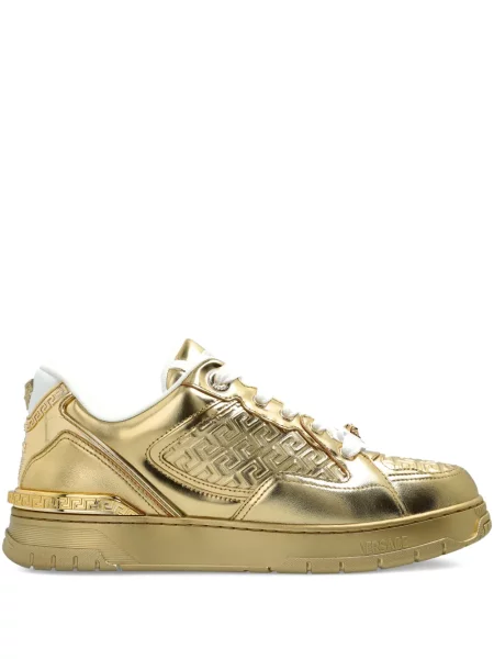 Sneakerși Versace din piele auriu