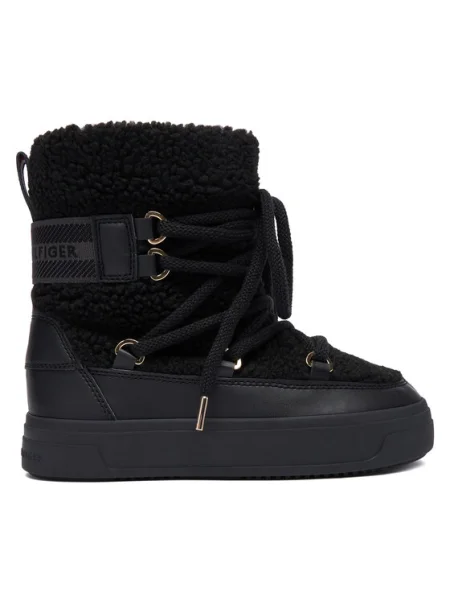 Hótaposó Tommy Hilfiger Faux Shearling Snowboot fekete