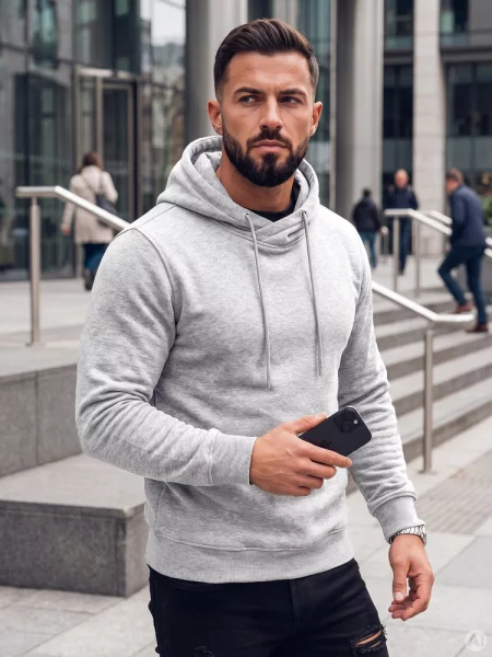 Bluza z kapturem jasnoszara Dstreet