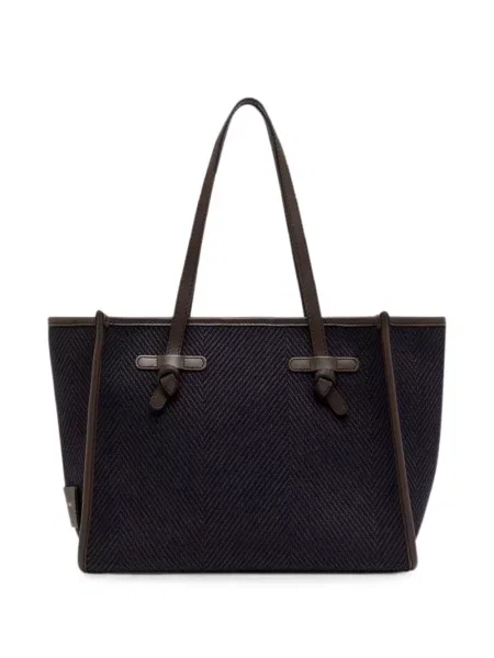Geantă shopper Gianni Chiarini cu model herringbone albastru
