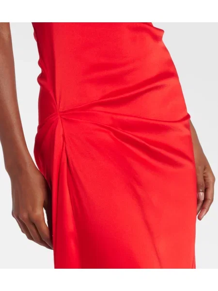 Rochie midi Victoria Beckham drapată până la genunchi de costum roșu