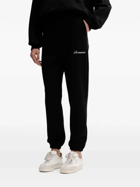 Pantaloni La Mania cu broderie alergare negru