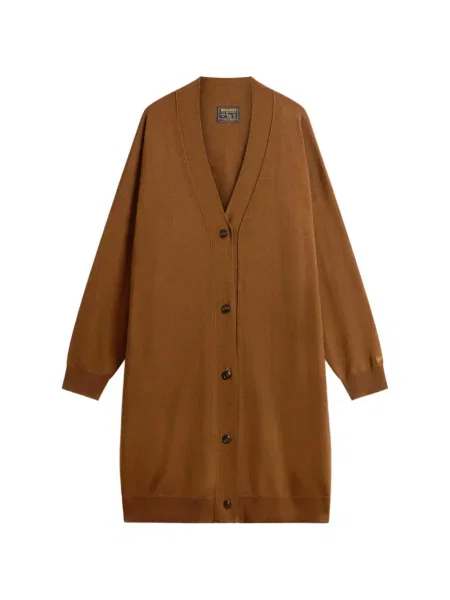 Lung cardigan Woolrich tricotate maro
