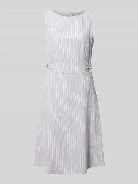 Sukienka do kolan z seersucker z paskami i lurex Christian Berg Woman Selection
