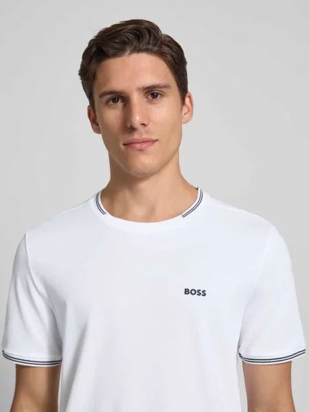 T-shirt o kroju regular fit z mieszanki bawełny model ‘TAUL’ Boss Green biała