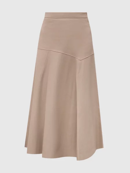 Шкіряна спідниця міді Times Square Simonetta Ravizza бежева
