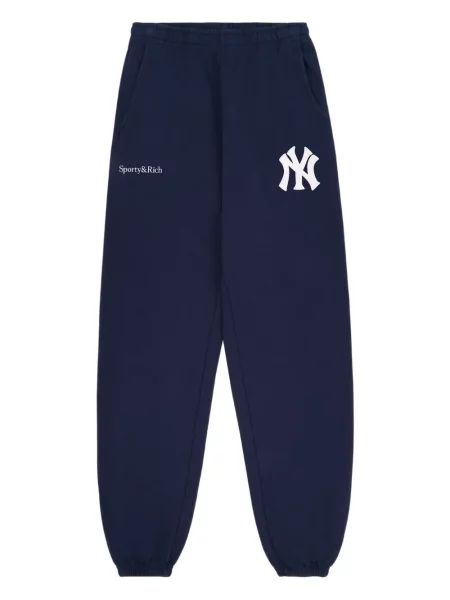 Pantaloni Sporty & Rich cu broderie alergare albastru