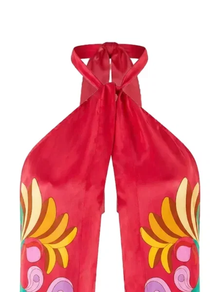 Top Farm Rio s printom s halter ovratnikom crvena