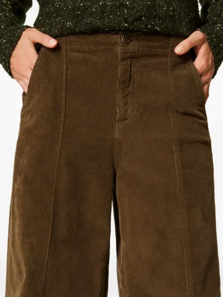 Pantaloni Twinset de catifea cord maro