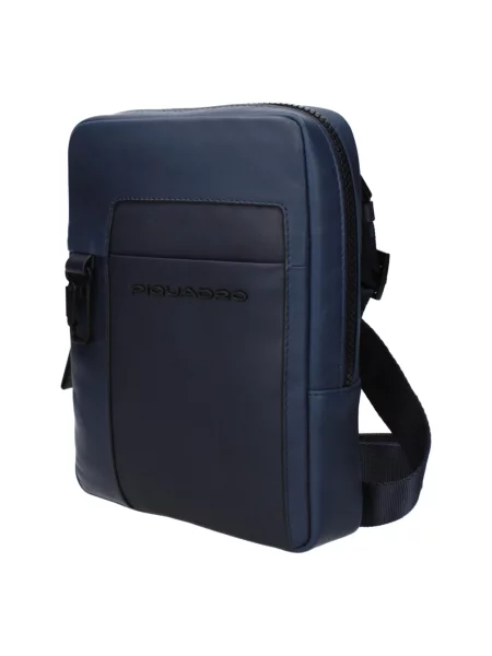 Torba crossbody Piquadro skórzana niebieska