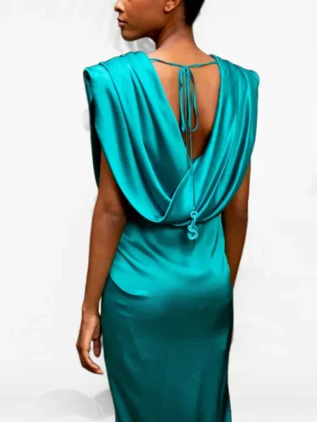 Rochie midi Andres Otalora de mătase drapată verde